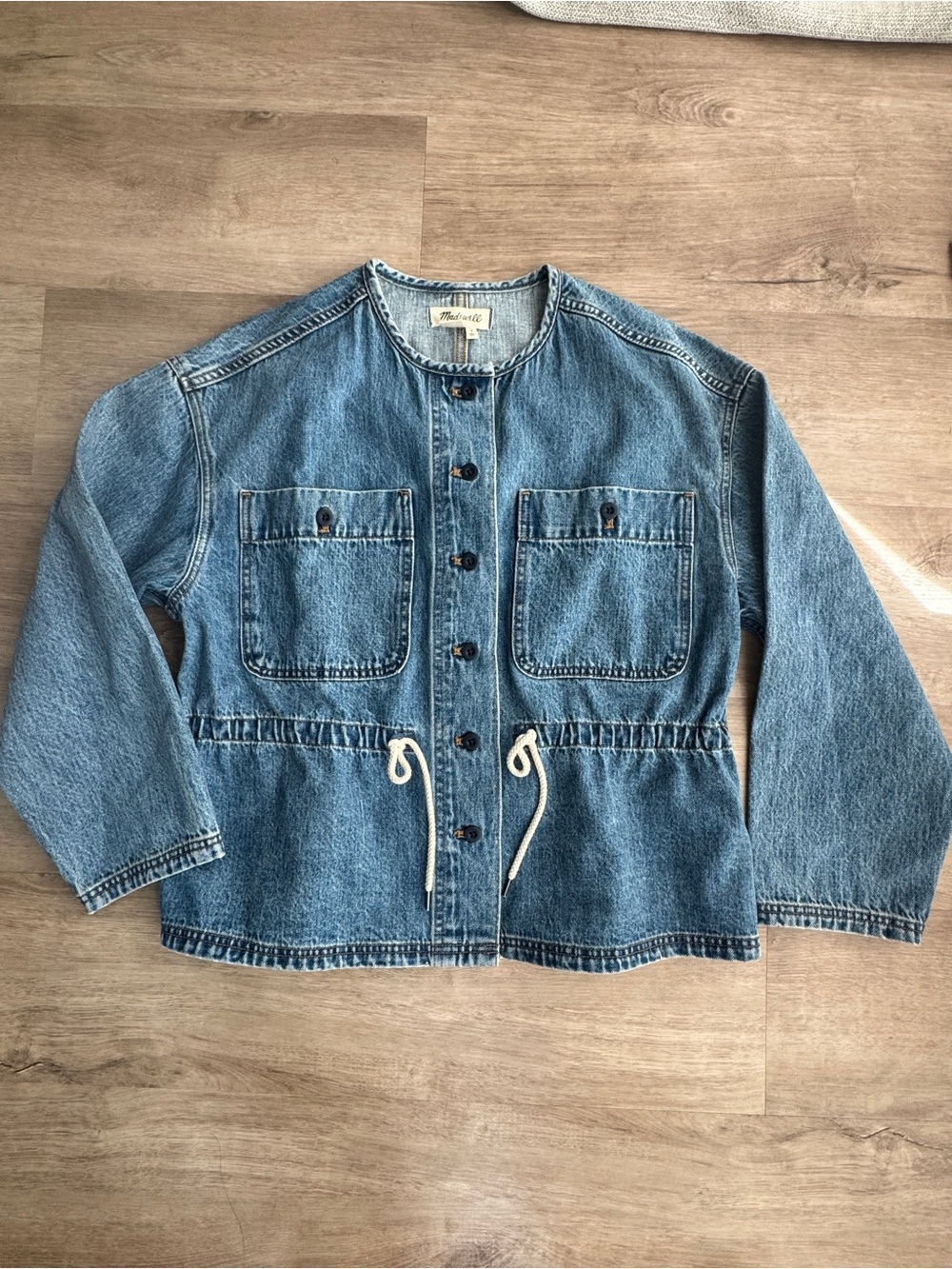 Madewell Denim Claremont Drawstring Jacket in Saybrook Wash Sz S